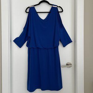 Royal Blue Cold Shoulder V-Neck Midi Dress XL